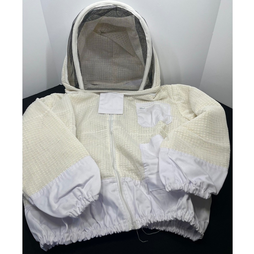 Crystal Ventilated Beekeeper Pullover Jacket Mesh Bee Smock with Fencing Veil
